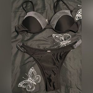Black bikini with silver glitter, size- L